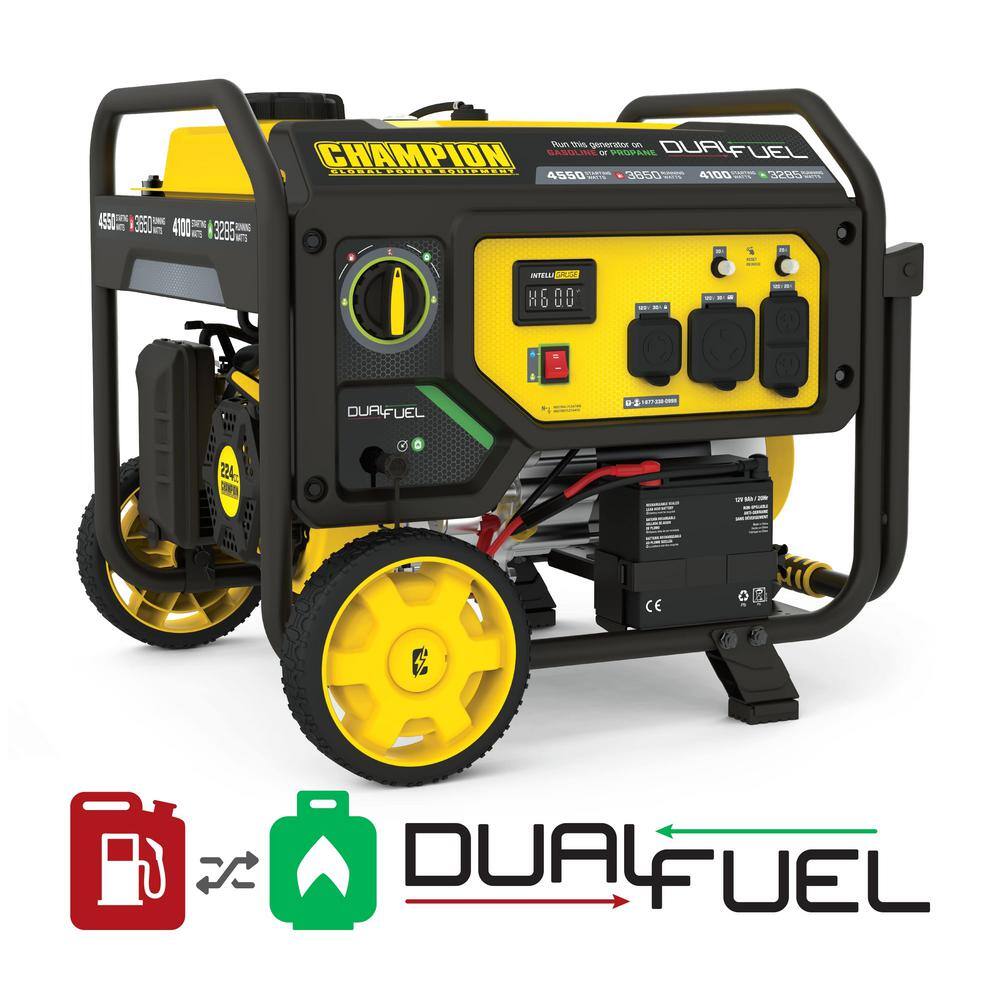 Champion Power Equipment 4550/3650-Watt Electric Start Gas and Propane Dual Fuel Powered RV Ready Portable Generator 200973