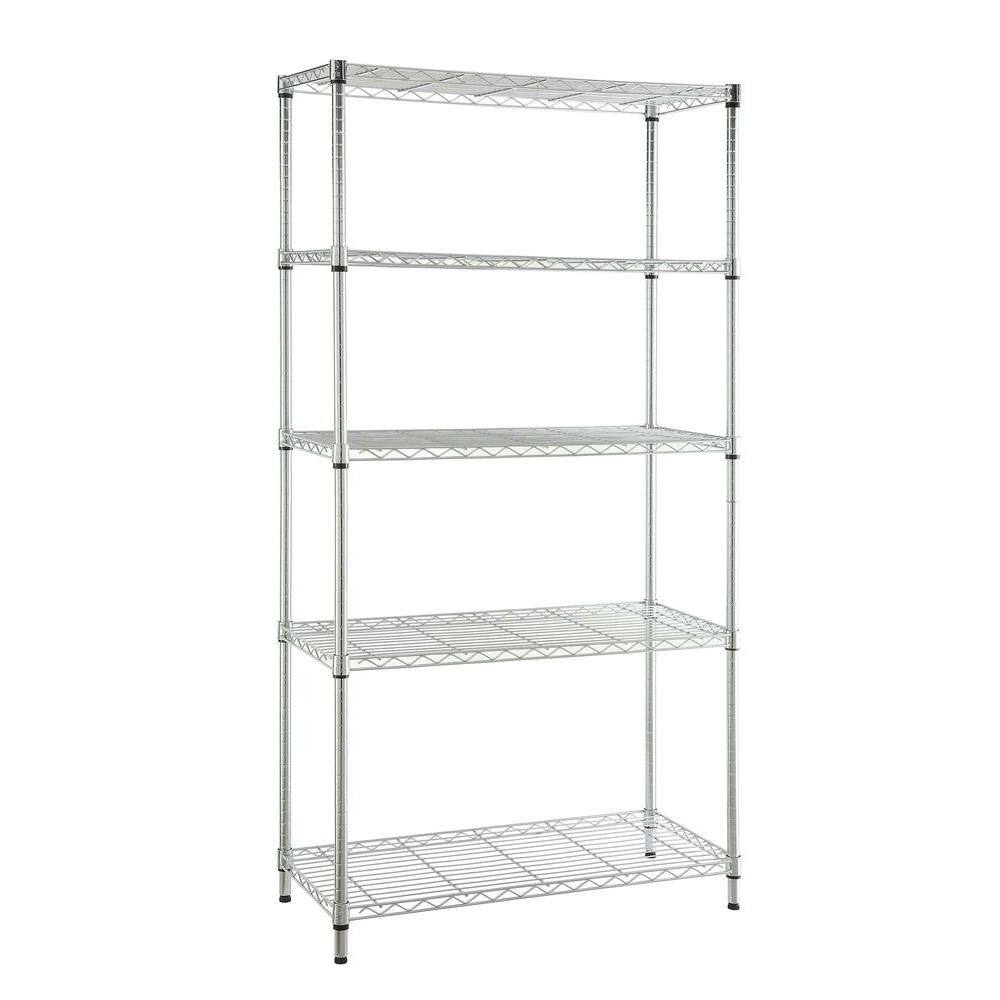 HDX 5-Tier Steel Wire Shelving Unit in Chrome (36 in. W x 72 in. H x 16 in. D) 21656CPS
