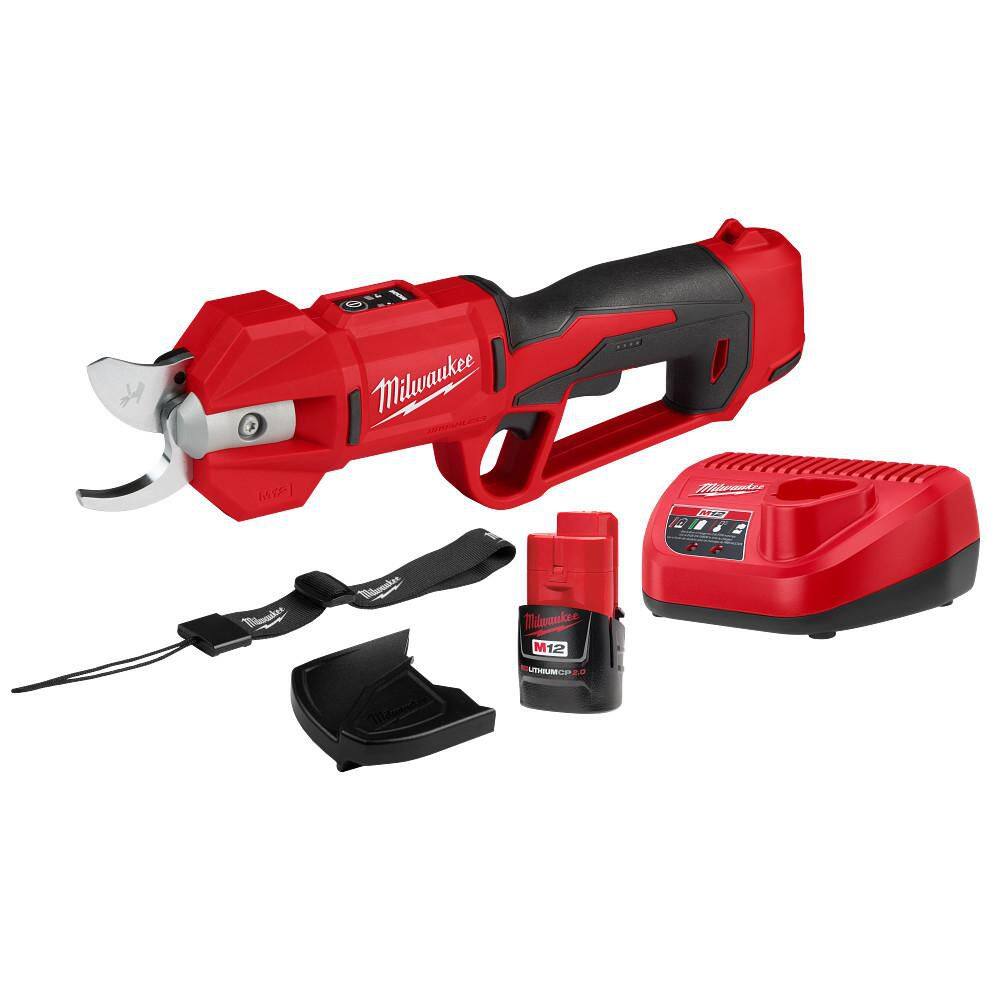 Milwaukee M12 12V Cordless Brushless Pruner Shears Kit W/ 2.0 Ah Battery & Charger 2534-21