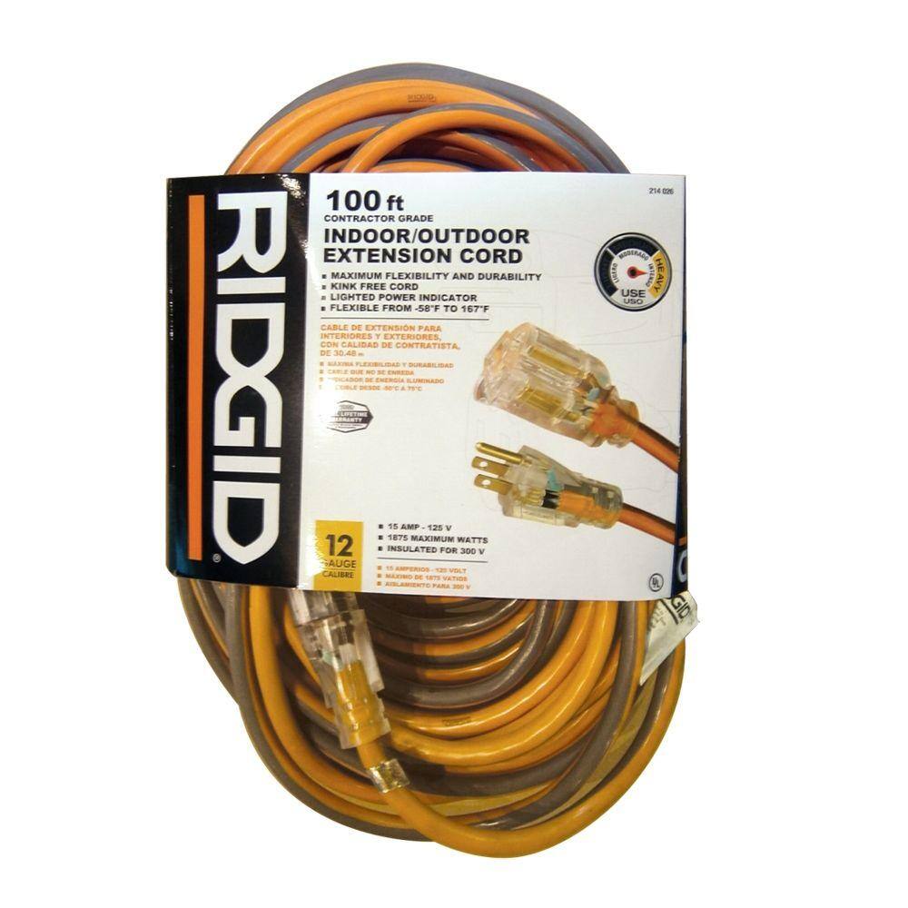 RIDGID 100 ft. 12/3 Extension Cord AW62621