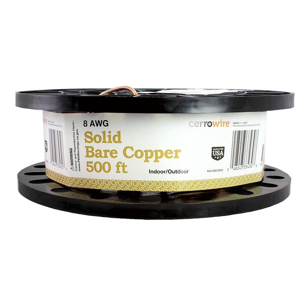 Cerrowire 500 ft. 8-Gauge Solid SD Bare Copper Grounding Wire 050-2000J