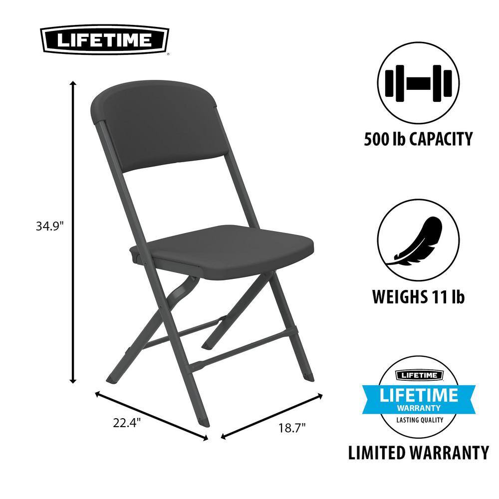 Lifetime Black Resin Contoured Seat Commerical Grade Office Folding Chair (Set of 4) 81159