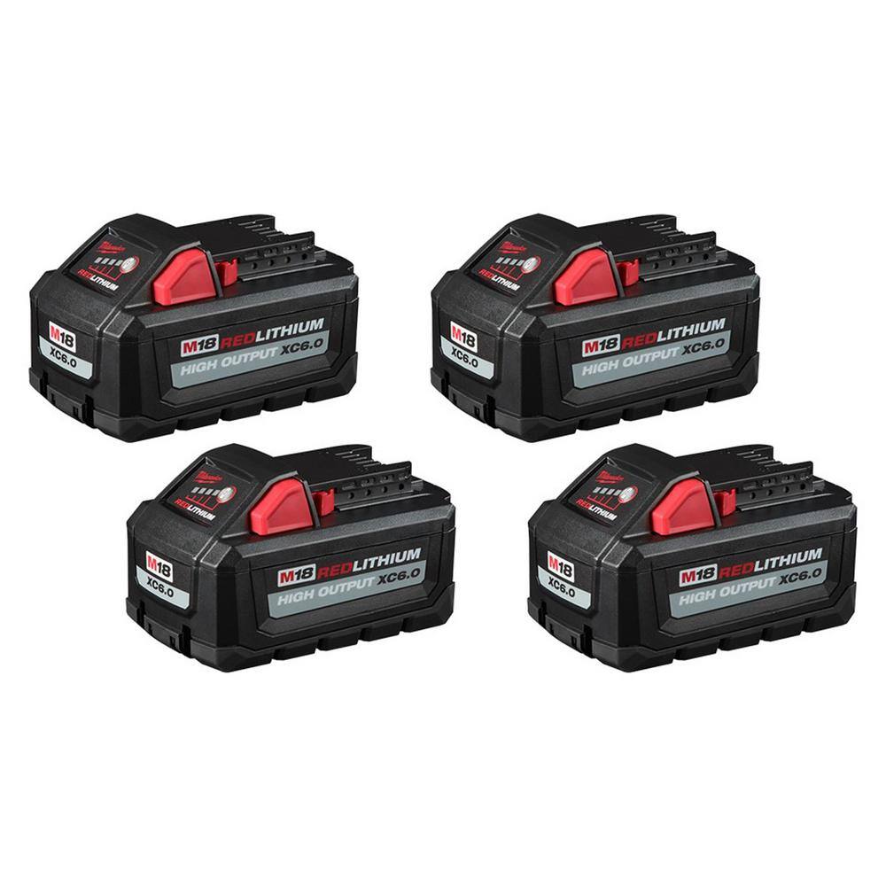 Milwaukee M18 18-Volt Lithium-Ion High Output 6.0Ah Battery Pack (4-Pack) 48-11-1862-x2