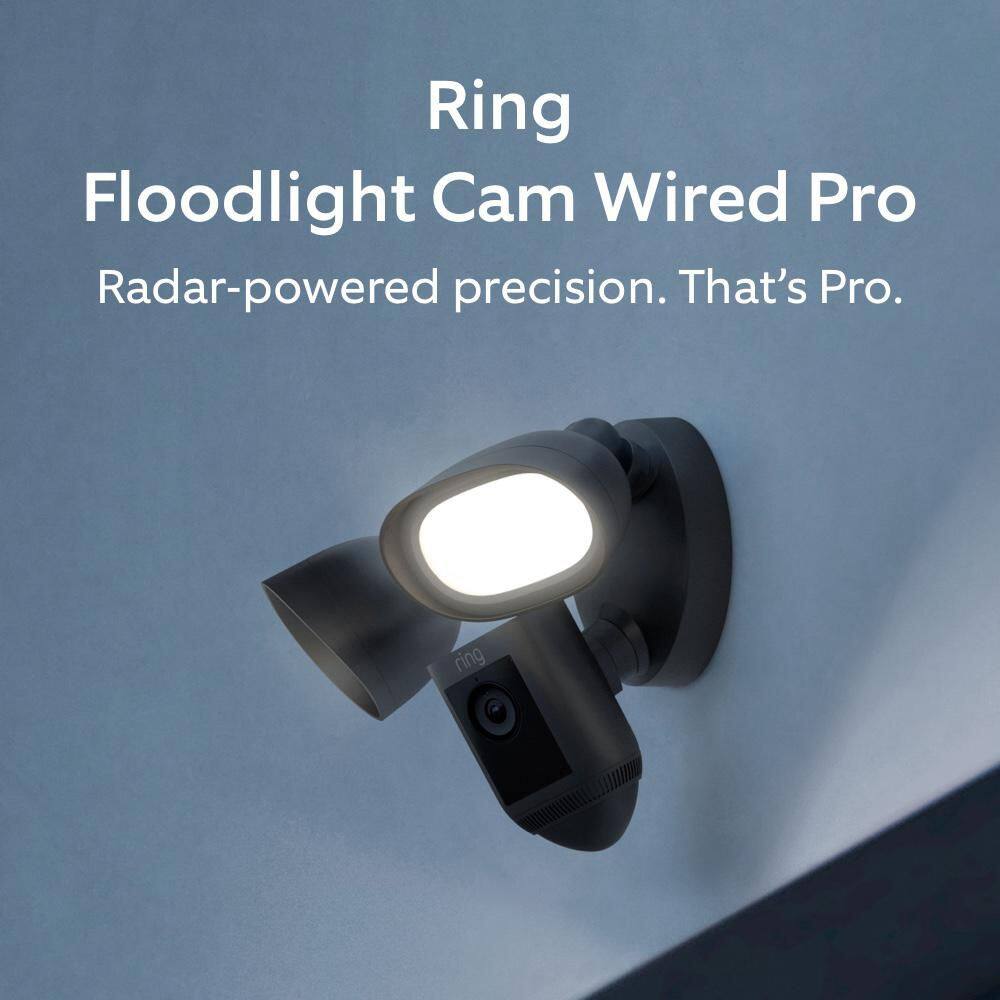 Ring Floodlight Cam Pro Wired - Outdoor Smart Security Camera with 3D Motion Detection,Color Night Vision,Audio Plus,Graphite B09PTJKC33