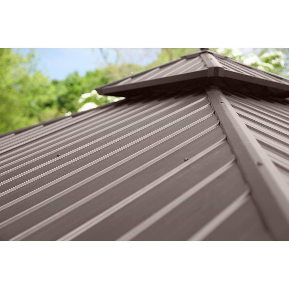 Hampton Bay 10 ft. x 10 ft. Holden Outdoor Patio Black Hard Top Galvanized Steel Gazebo TPGAZ9011