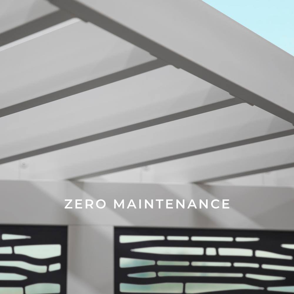 Backyard Discovery Ridgedale 8 ft. x 8 ft. White Steel Modern Cabana Pergola with Conversation Seating in Terra Cotta 2102644COM