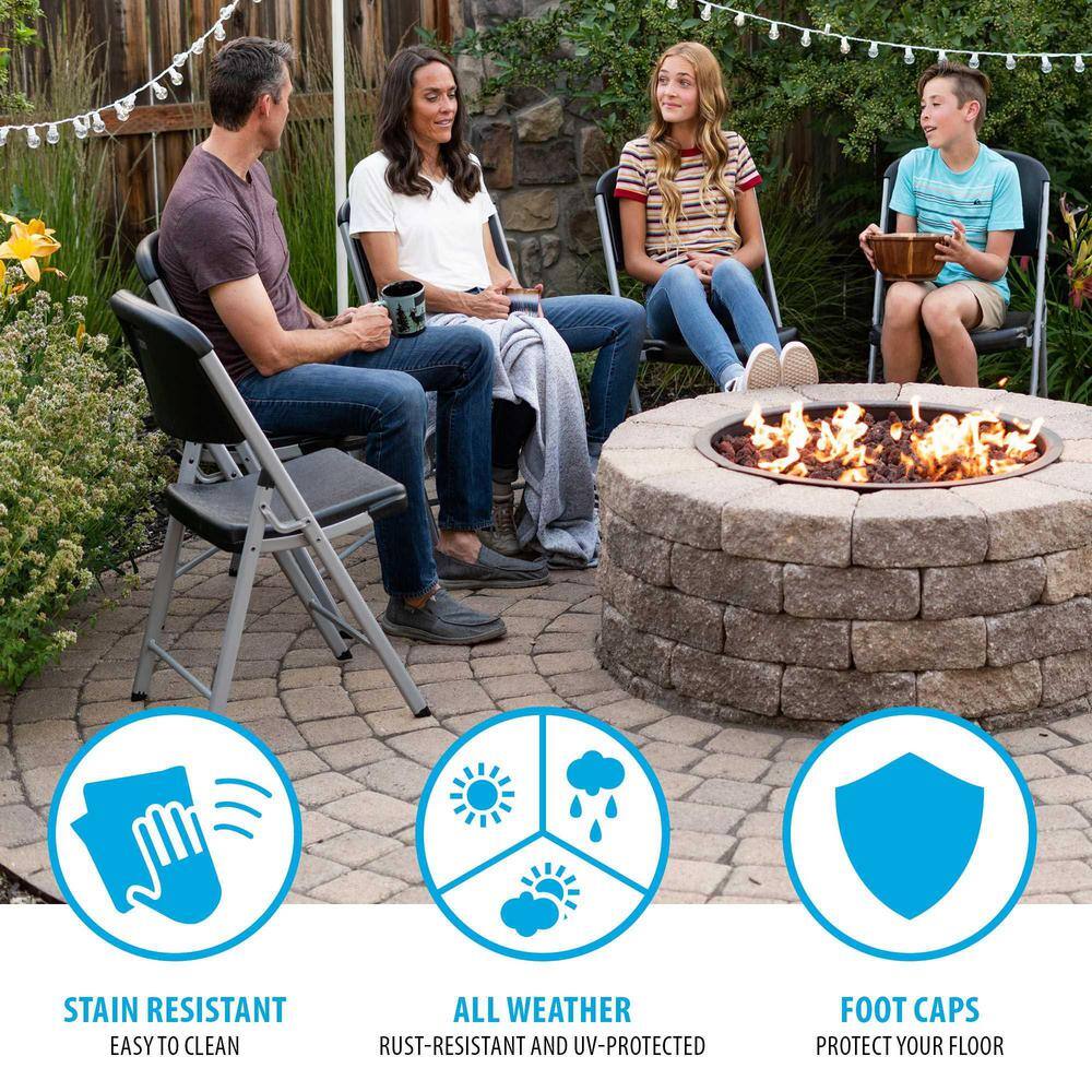 Lifetime Black Plastic Seat Outdoor Safe Folding Chair (Set of 4) 80407