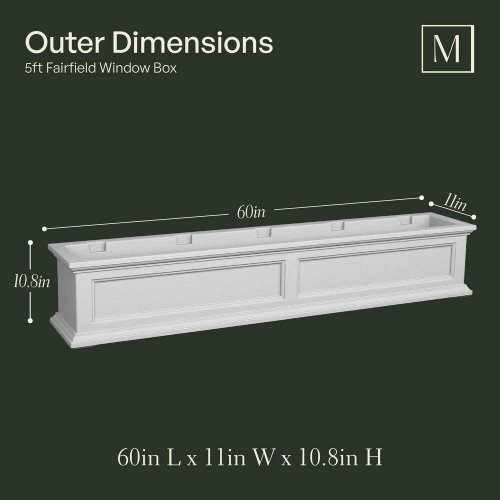 Mayne Fairfield 60 in. x 11 in. Self-Watering White Polyethylene Window Box 5824W