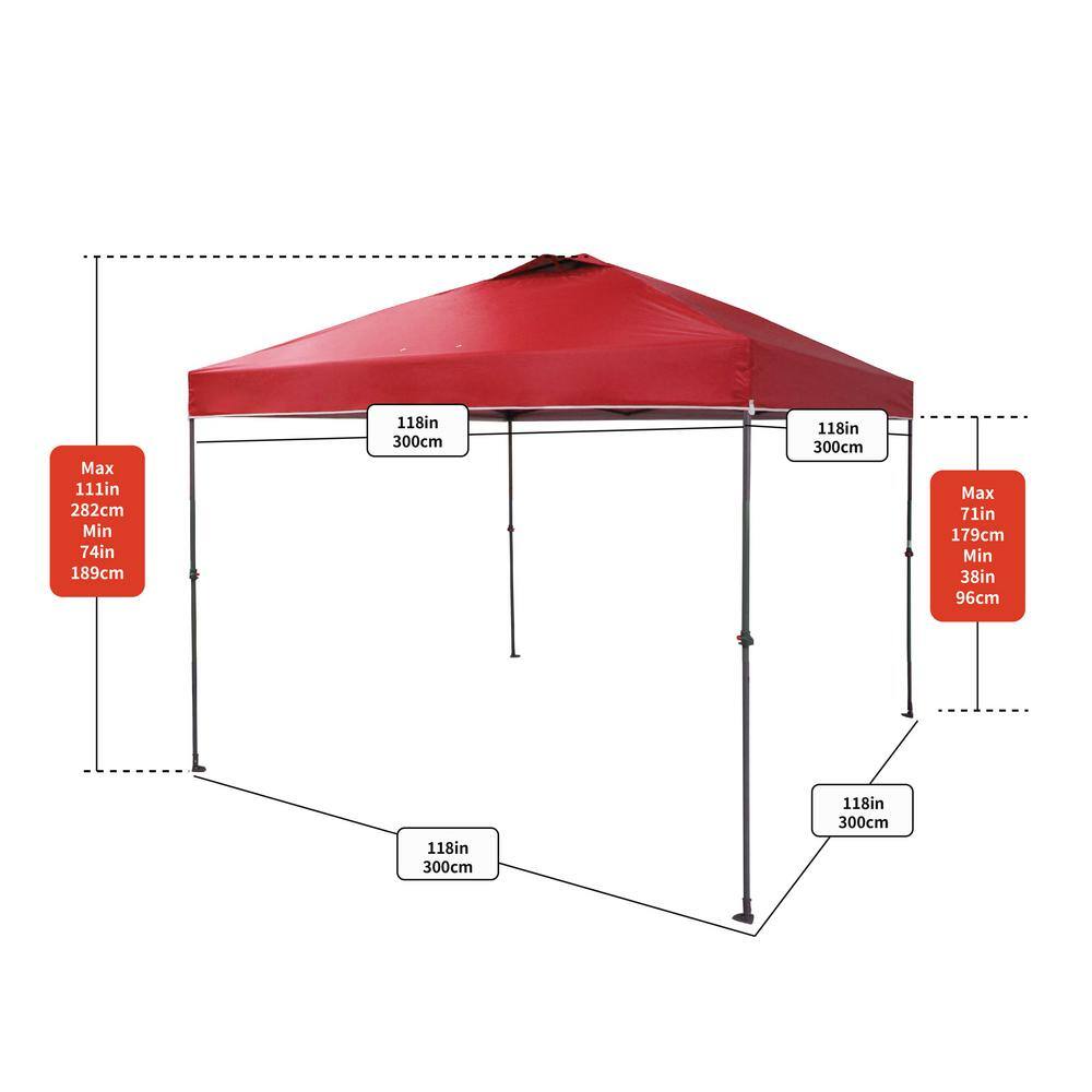 Everbilt 10 ft. x 10 ft. Red Instant Canopy Pop Up Tent NS CLIA 100-R
