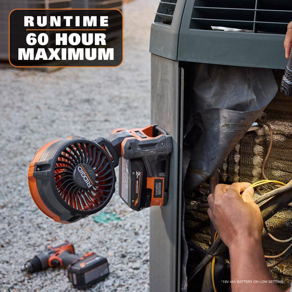 RIDGID 18V SubCompact Brushless Cordless Magnetic Clamp Fan 2-Pack with (2) 4.0 Ah Batteries, Charger, and Bag R860723B-R860723B-AC93044SBN