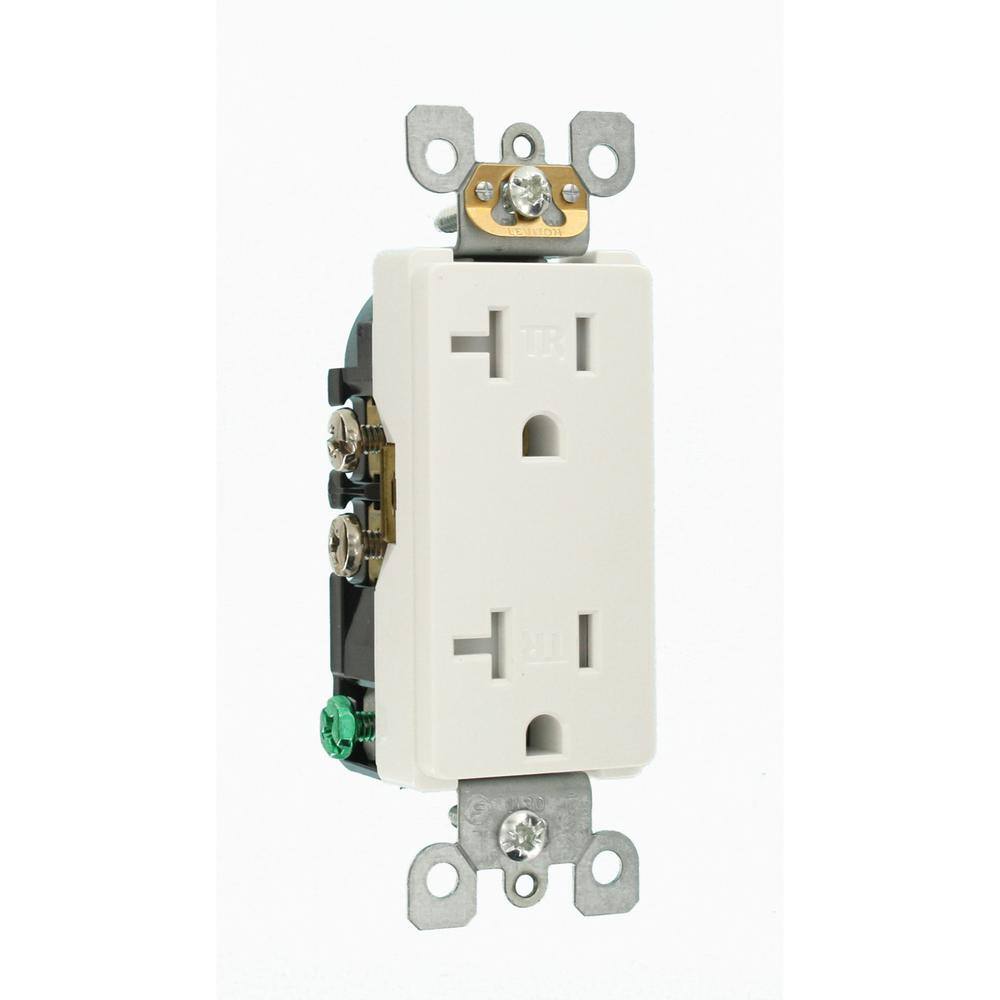Leviton Decora 20 Amp 125 V Tamper Resistant Duplex Outlet/Receptacle, White (10-Pack) T5825-WMP M02-T5825-WMP