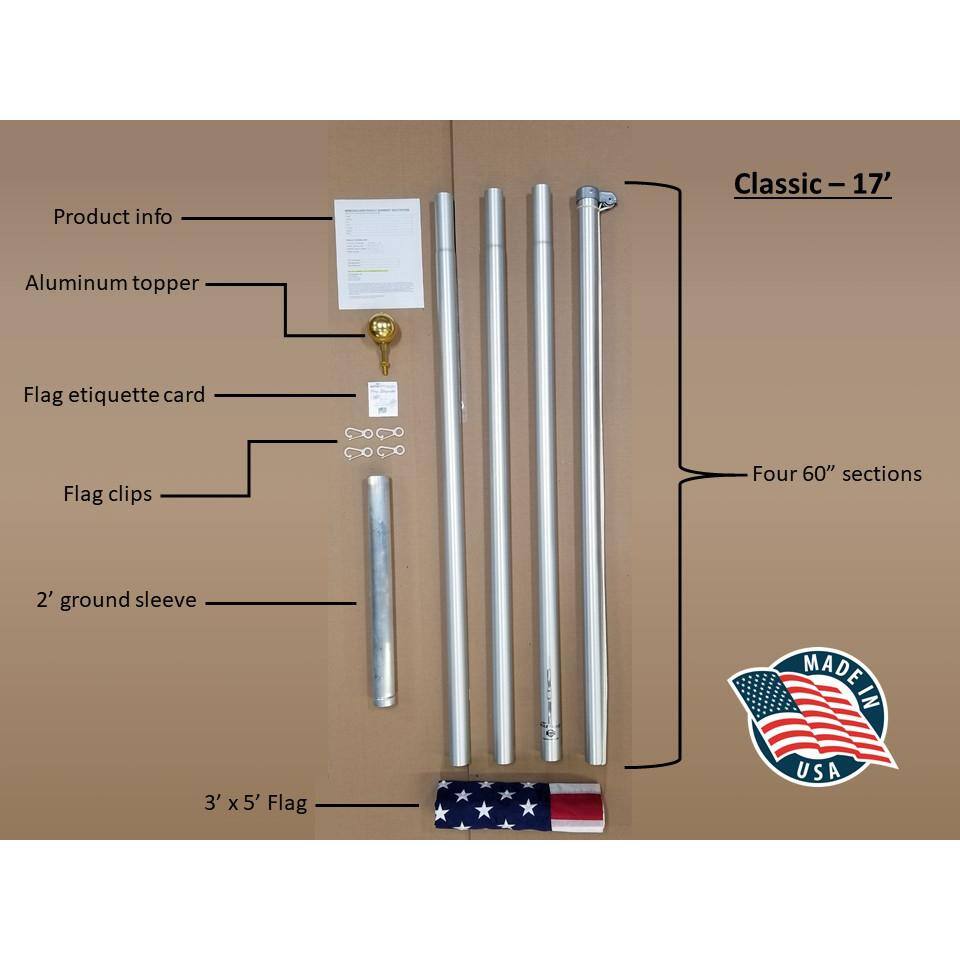 EZPole Classic 17 ft. Sectional Flagpole Kit with Rope EZC17