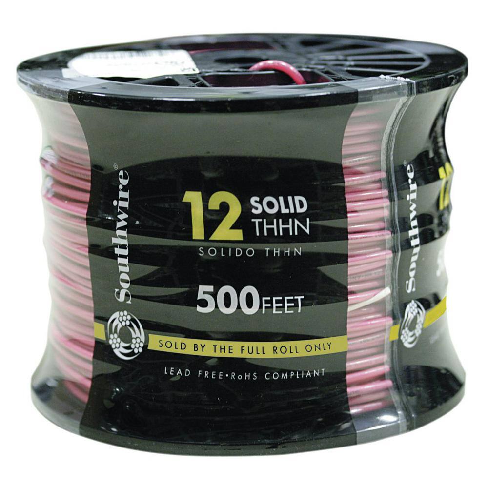 Southwire 500 ft. 12 Red Solid CU THHN Wire 11589958