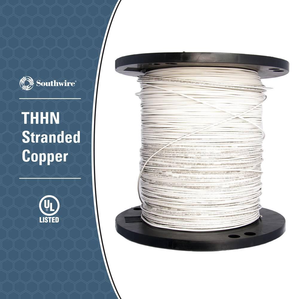 Southwire 2,500 ft. 10-Gauge White Stranded CU THHN Wire 22974006