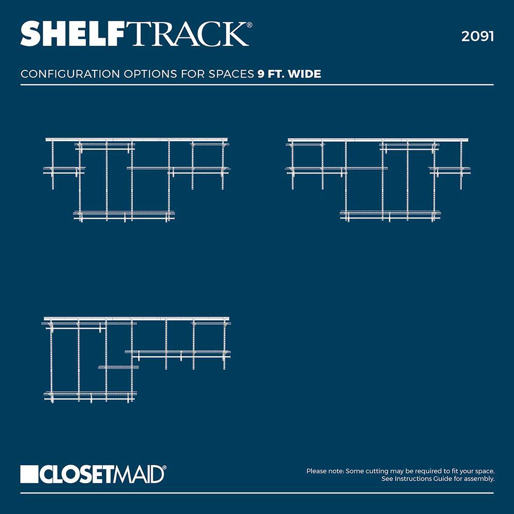 ClosetMaid ShelfTrack 120.5 in. W White Reach-In Wall Mount 5-Shelf Wire Closet System Organizer Kit 2091