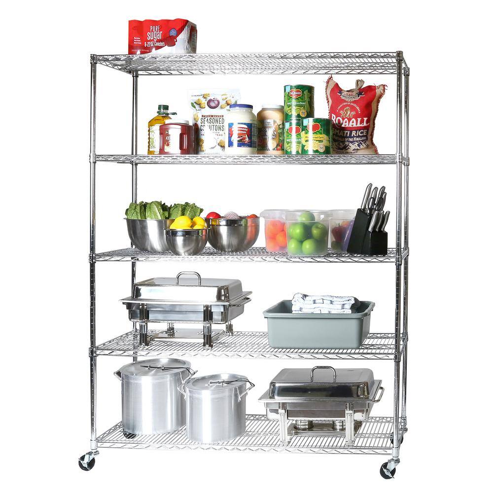 Seville Classics UltraDurable 5-Tier Commercial NSF Certified Wire Garage Storage Shelving in Zinc (60 in. W x 18 in. D x 75 in. H) SHE18603