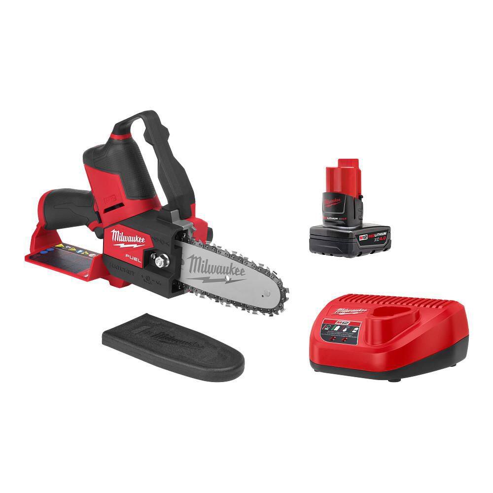 Milwaukee M12 FUEL 12V Lithium-Ion Brushless Battery 6 in. HATCHET Pruning Saw Kit with 4.0 Ah Battery and Charger 2527-21