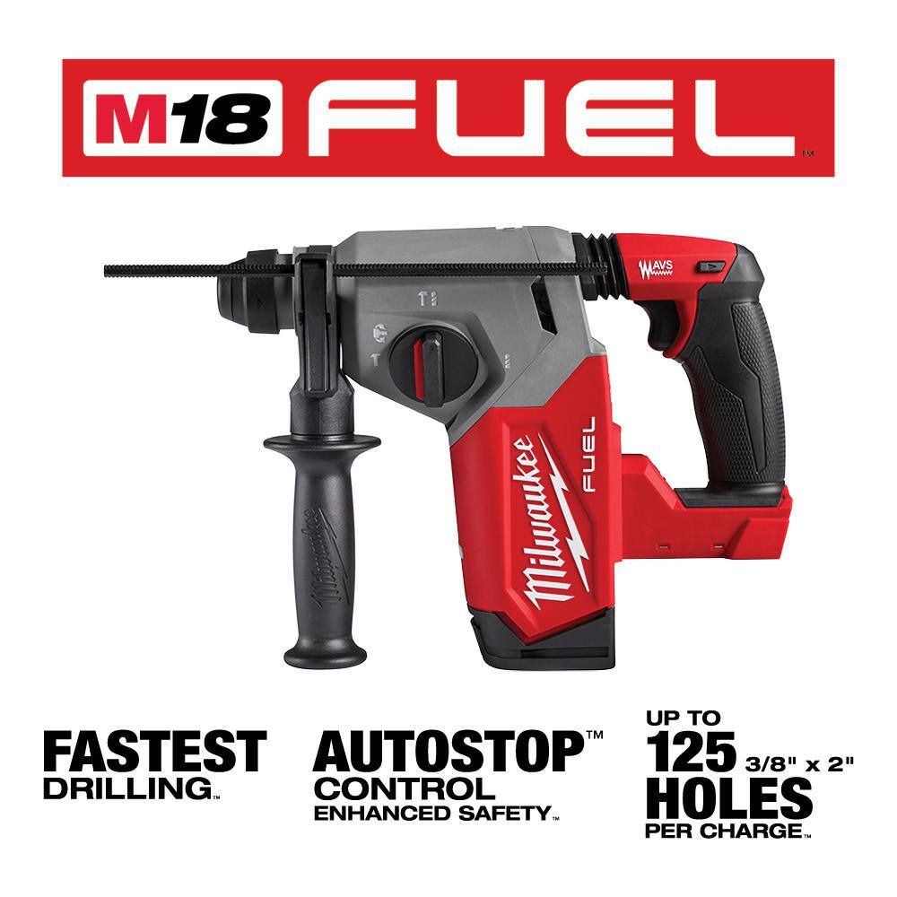 Milwaukee M18 FUEL 18V Lithium-Ion Brushless Cordless 1 in. SDS-Plus Rotary Hammer with 5.0 Ah Battery 2912-20-48-11-1850