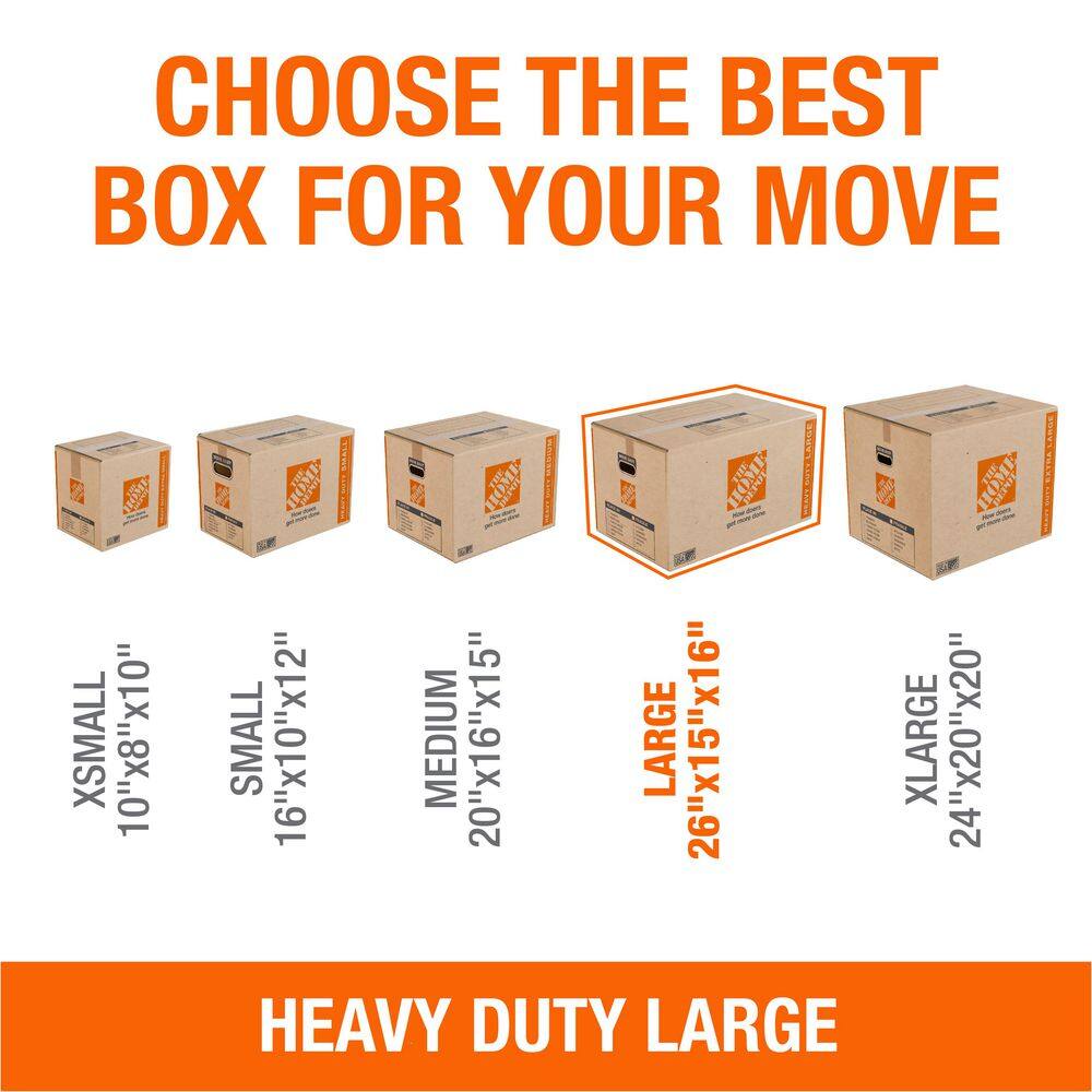 The Home Depot 26 in. L x 16 in. W x 15 in. D Heavy-Duty Large Moving Shipping and Packing Box with Handles (40-Pack) HDLRGBOX40