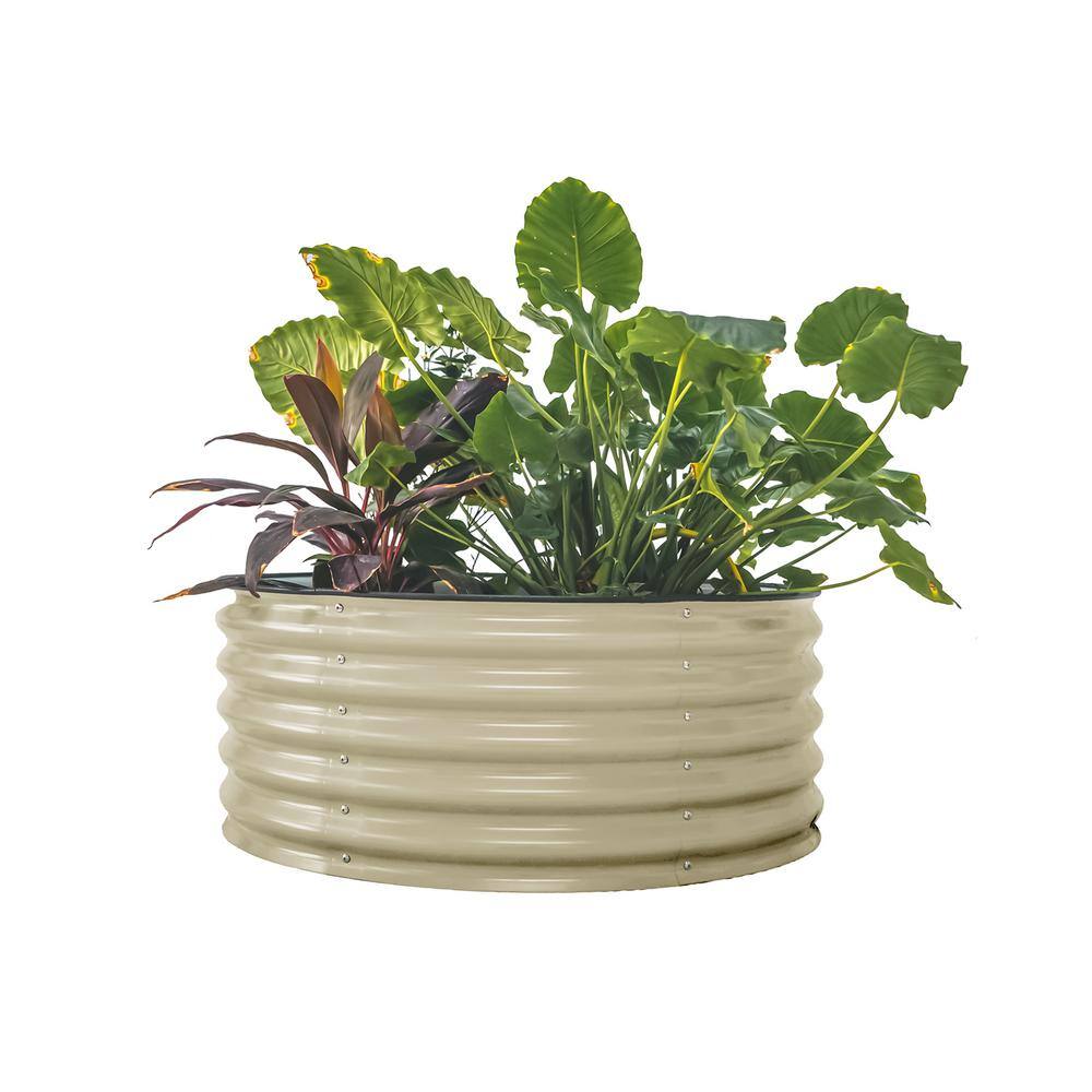 vego garden 17 in. Tall x 42 in. Round Pearl White Metal Round Raised Garden Bed Kit VRB4217W