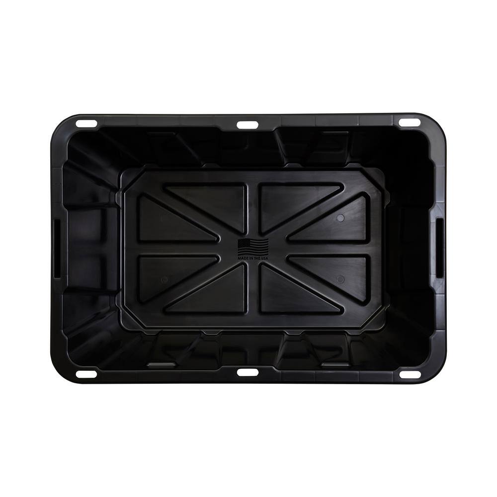 HDX 27 Gal. Tough Storage Tote in Black with Yellow Lid (4-Pack) 999-HDX-27G-4