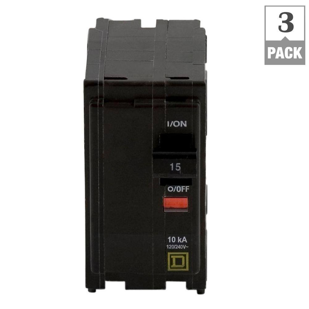 Square D QO 15 Amp 2-Pole Circuit Breaker (3-Pack) QO215CP3