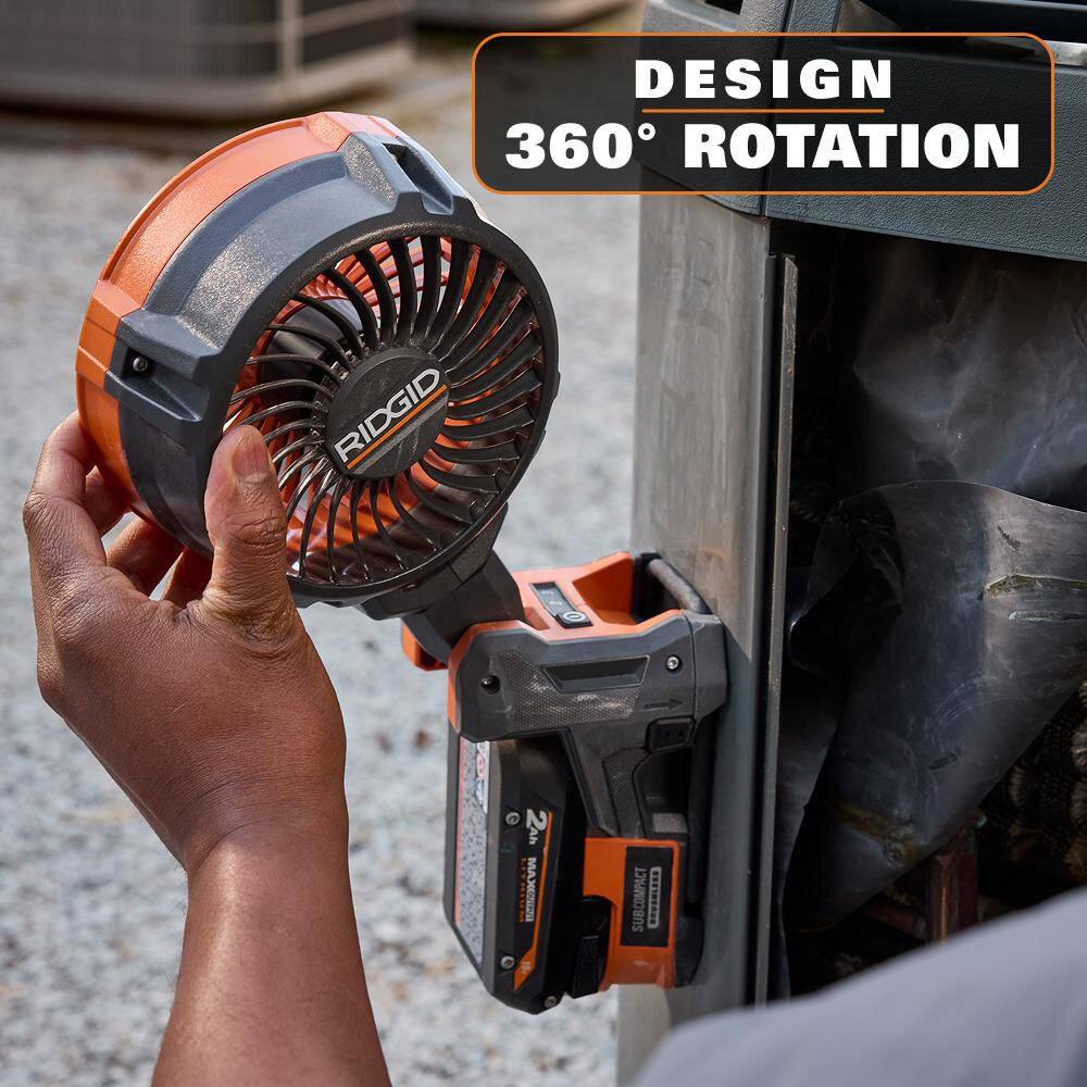 RIDGID 18V SubCompact Brushless Cordless Magnetic Clamp Fan 2-Pack with (2) 4.0 Ah Batteries, Charger, and Bag R860723B-R860723B-AC93044SBN