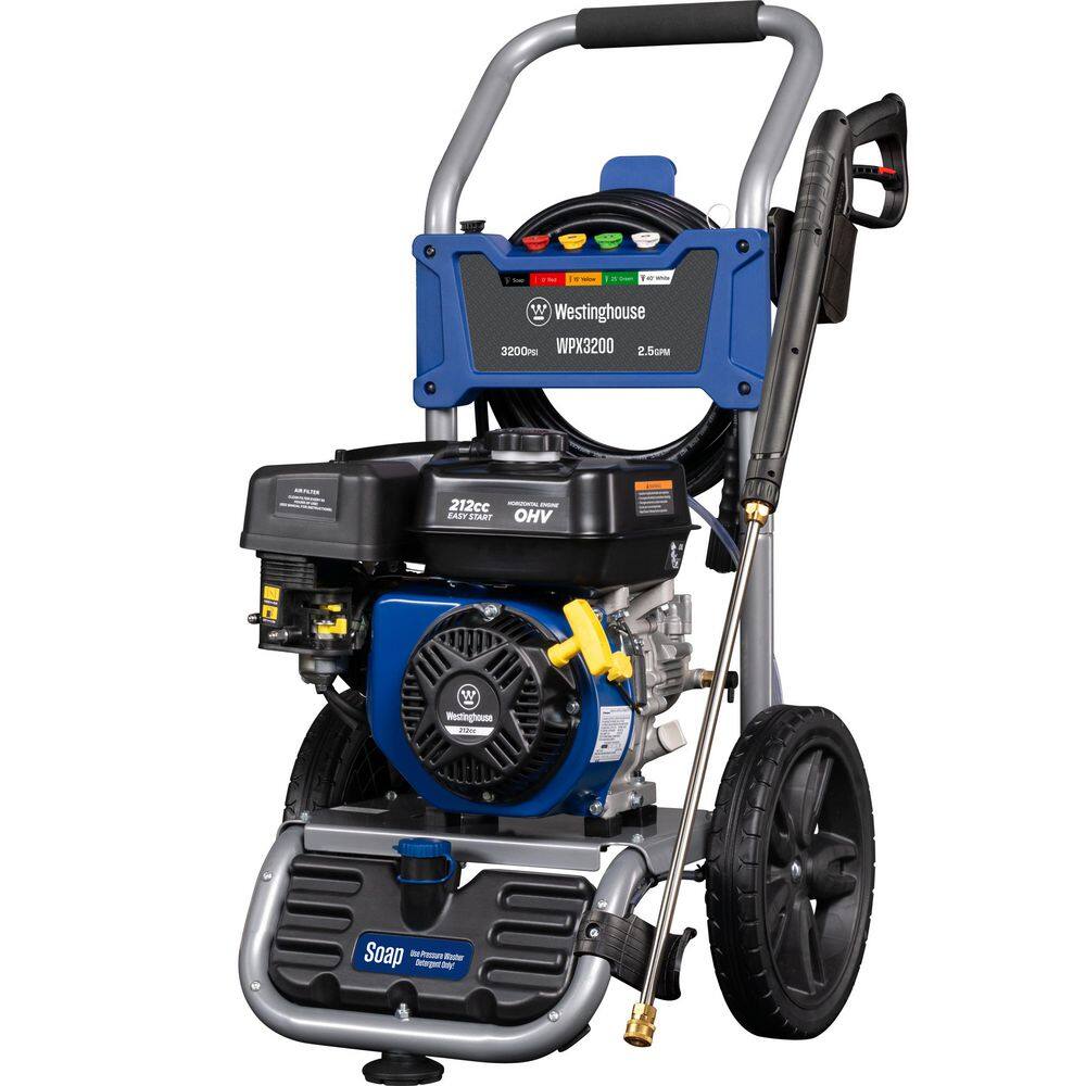 Westinghouse 3200 PSI 2.5 GPM Gas Powered Axial Cam Pump Cold Water Pressure Washer with Soap Tank and 5 Quick Connect Tips WPX3200