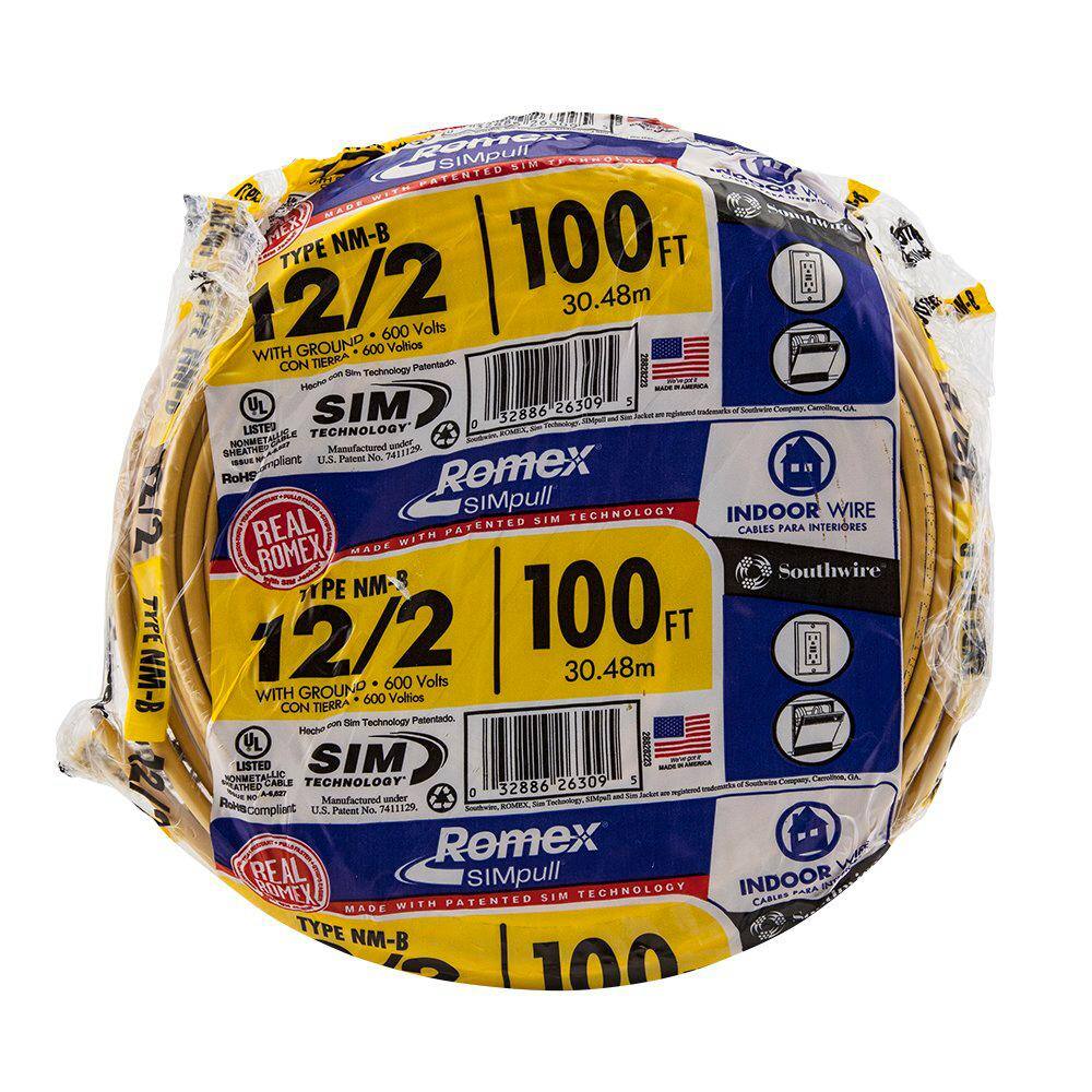 Southwire 100 ft. 12/2 Solid Romex SIMpull CU NM-B W/G Wire 28828228