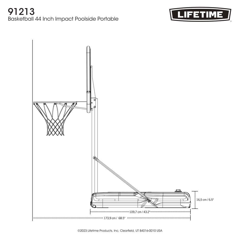 Lifetime Basketball 44 in. Impact Poolside Portable in White and Blue 91213