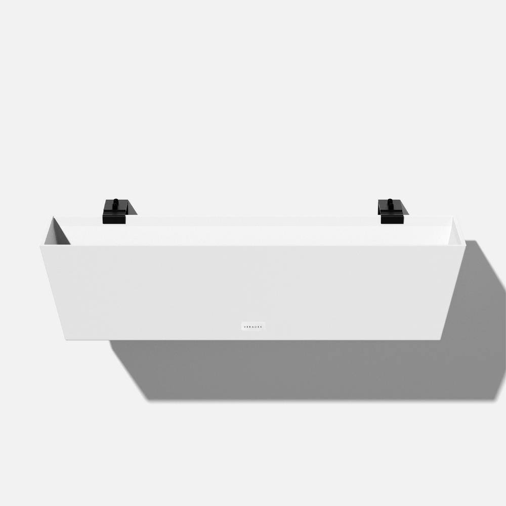 Veradek Pure Medium White Plastic Rectangular Railing Planter Box with Drainage Holes (36 in. L x 10 in. W x 11 in. H) WBRLV36W