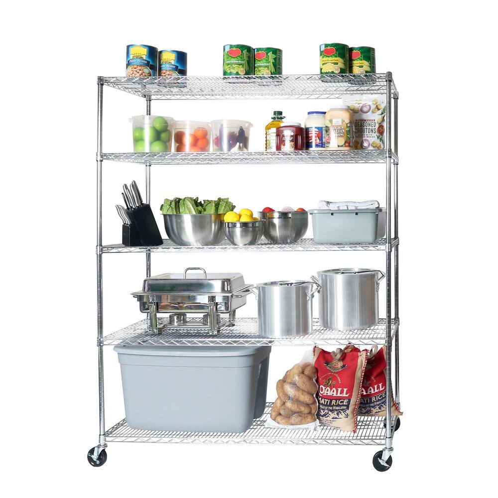 Seville Classics UltraDurable 5-Tier Commercial NSF Certified Steel Wire Shelving System in Zinc (60 in. W x 24 in. D x 76 in. H) WEB571