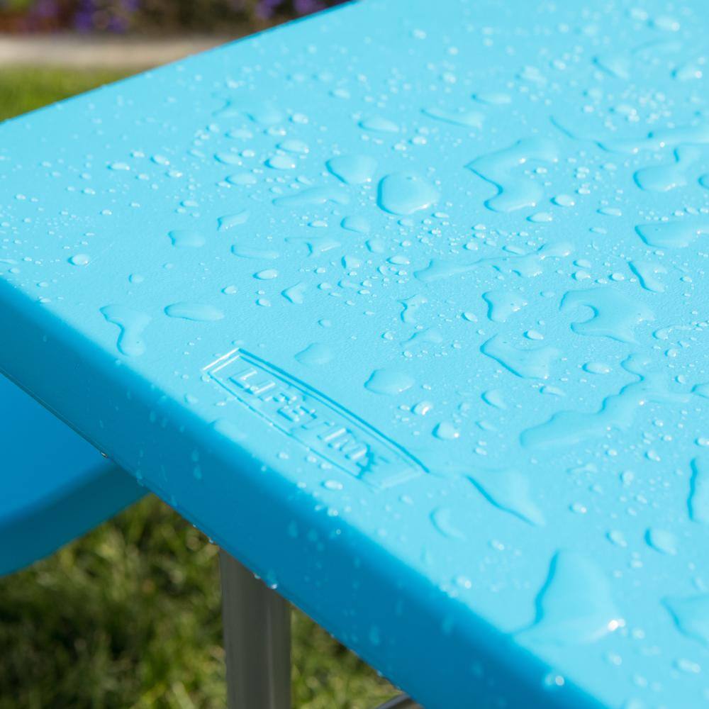 Lifetime 35.4 in. Blue Rectangle Steel and Resin Kids Picnic Table Seats 4 260261