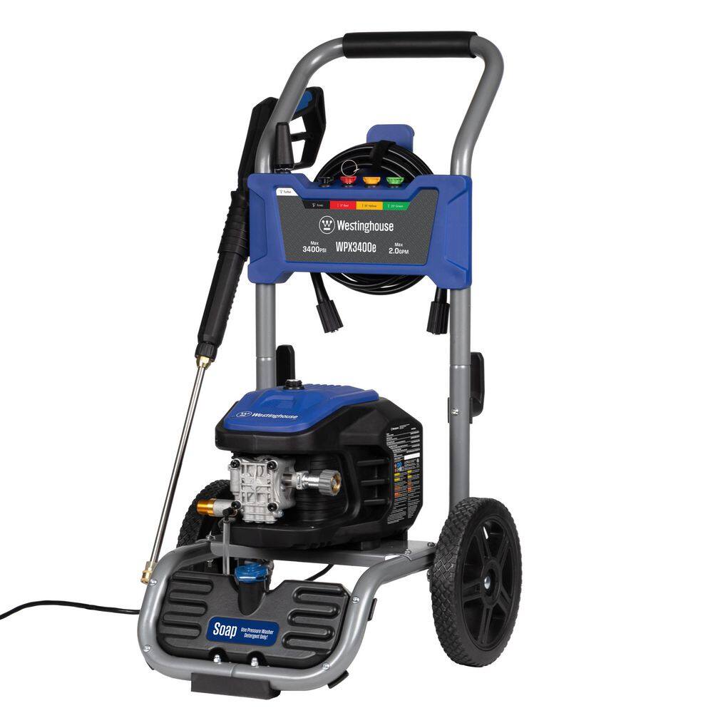Westinghouse 3400 PSI 2 GPM 13 Amp Electric Powered Pressure Washer with Brushless Motor, Turbo Nozzle and 5 Quick Connect Tips WPX3400e