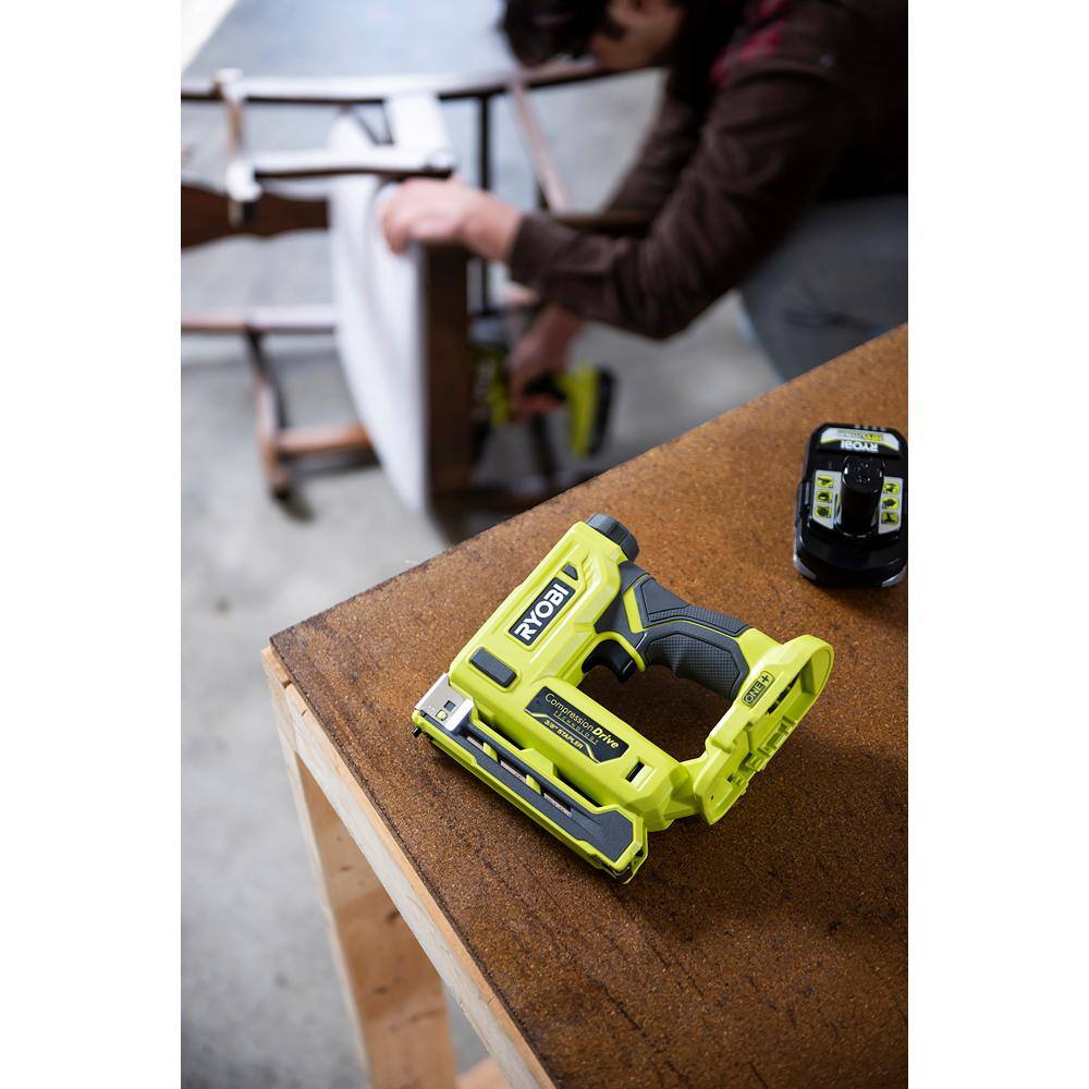 RYOBI ONE+ 18V Compression Drive Cordless 3/8 in. Crown Stapler P317