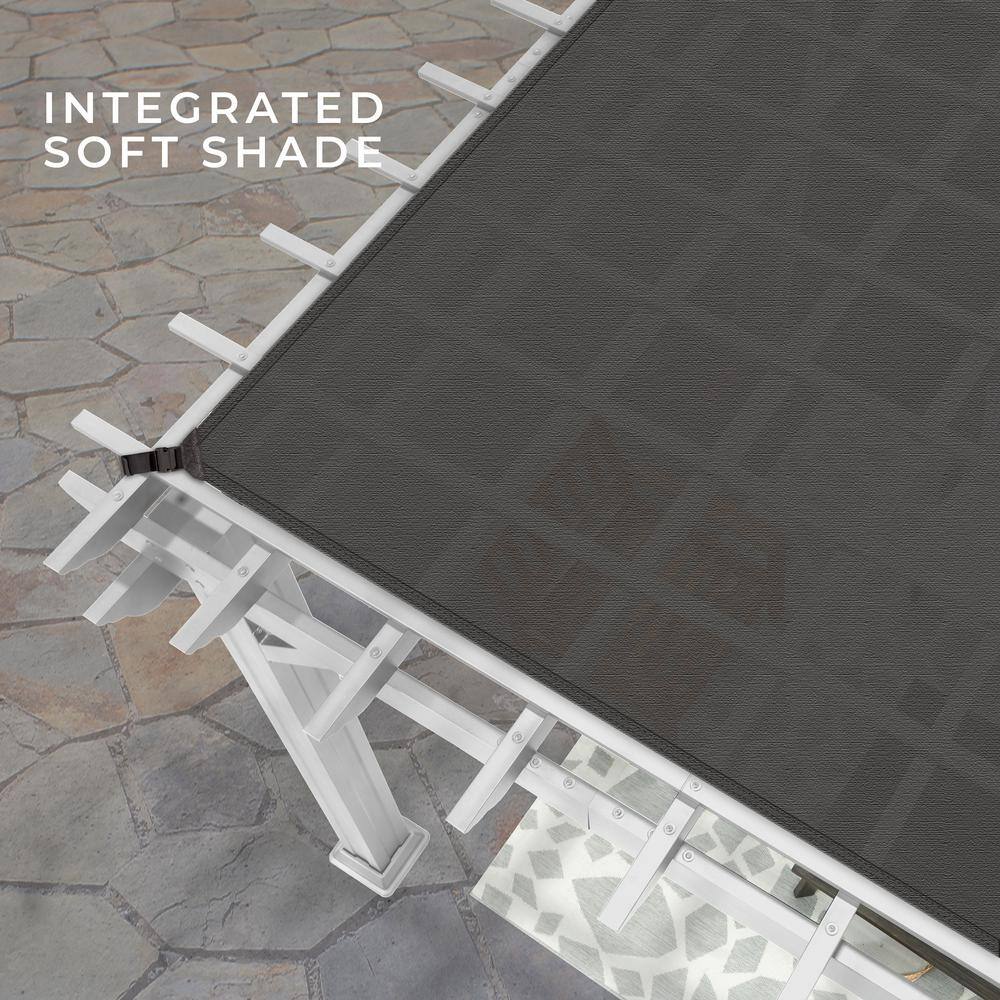 Backyard Discovery Hawthorne 12 ft. x 14 ft. White Steel Traditional Pergola with Sail Shade Soft Canopy 2105553BCOM