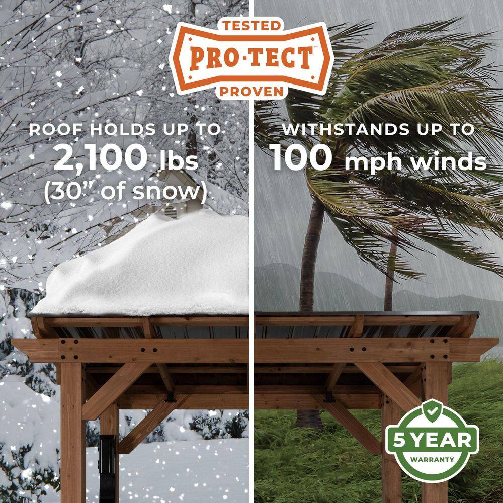 Backyard Discovery Saxony 8 ft. x 5 ft. All Cedar Wood Grill Gazebo with Hard Top Steel Roof, Powder Coated Steel Countertops and Electric 2104617com