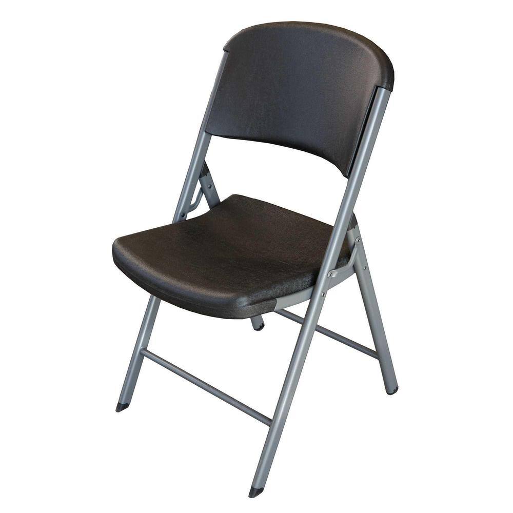 Lifetime Black Plastic Seat Outdoor Safe Folding Chair (Set of 4) 80407