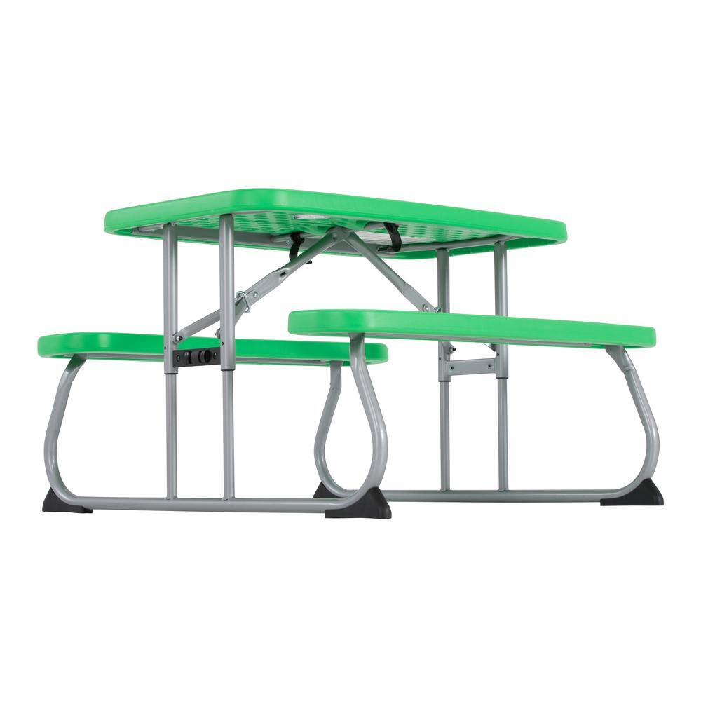 Lifetime 35.4 in. Green Rectangle Steel and Resin Kids Picnic Table Seats 4 260262