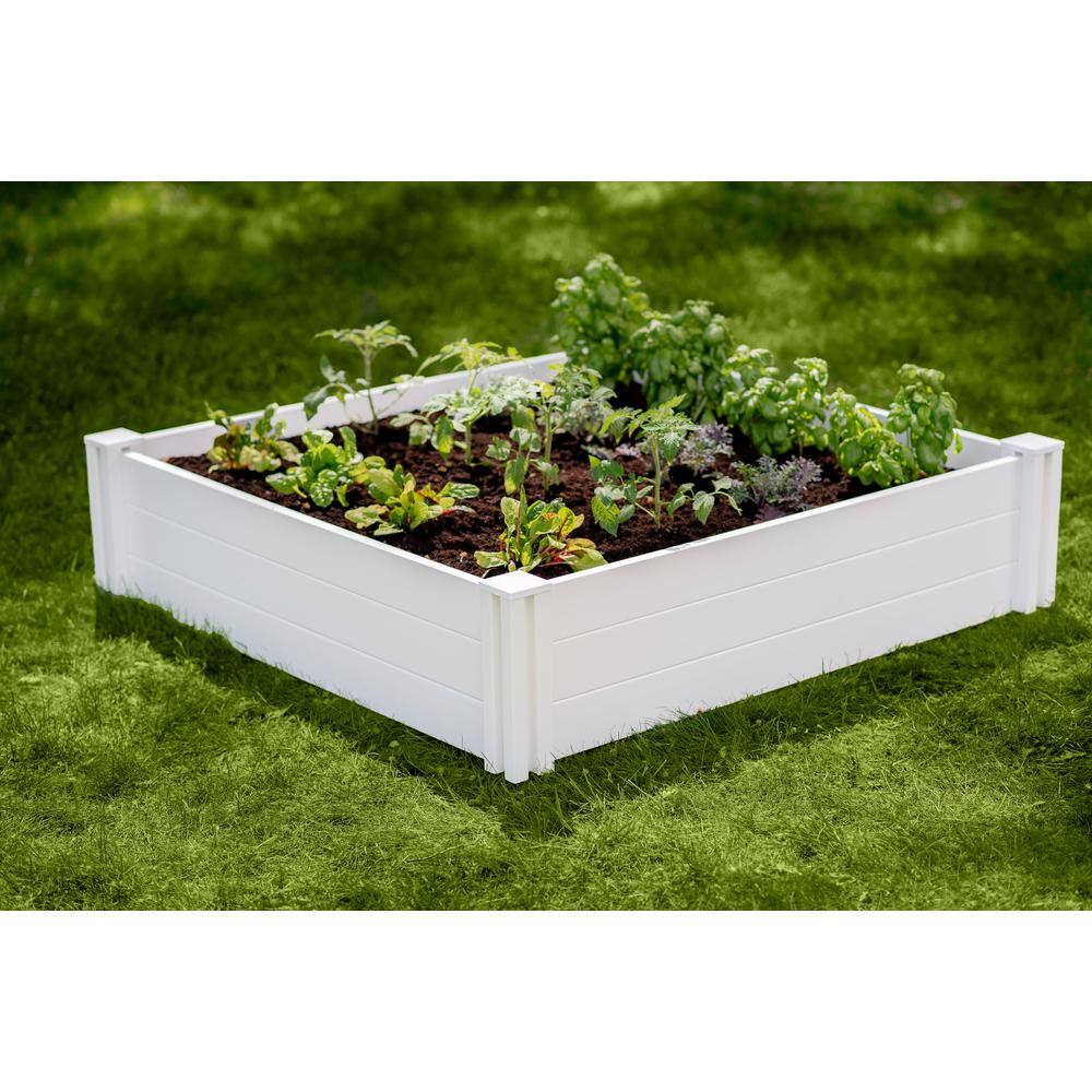 VITA Classic 48"L x 48"W x 11"H Vinyl Raised Garden Bed, White, VT17108 VT17108