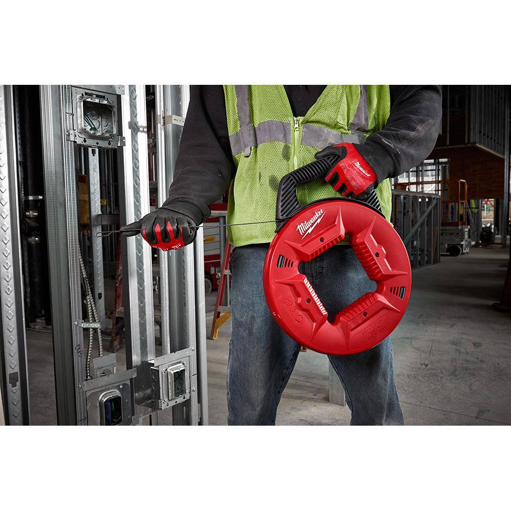 Milwaukee 1/4 in. x 100 ft. Steel Fish Tape with 9 in. 7-in-1 Combination Wire Strippers Pliers 48-22-4185-48-22-3078