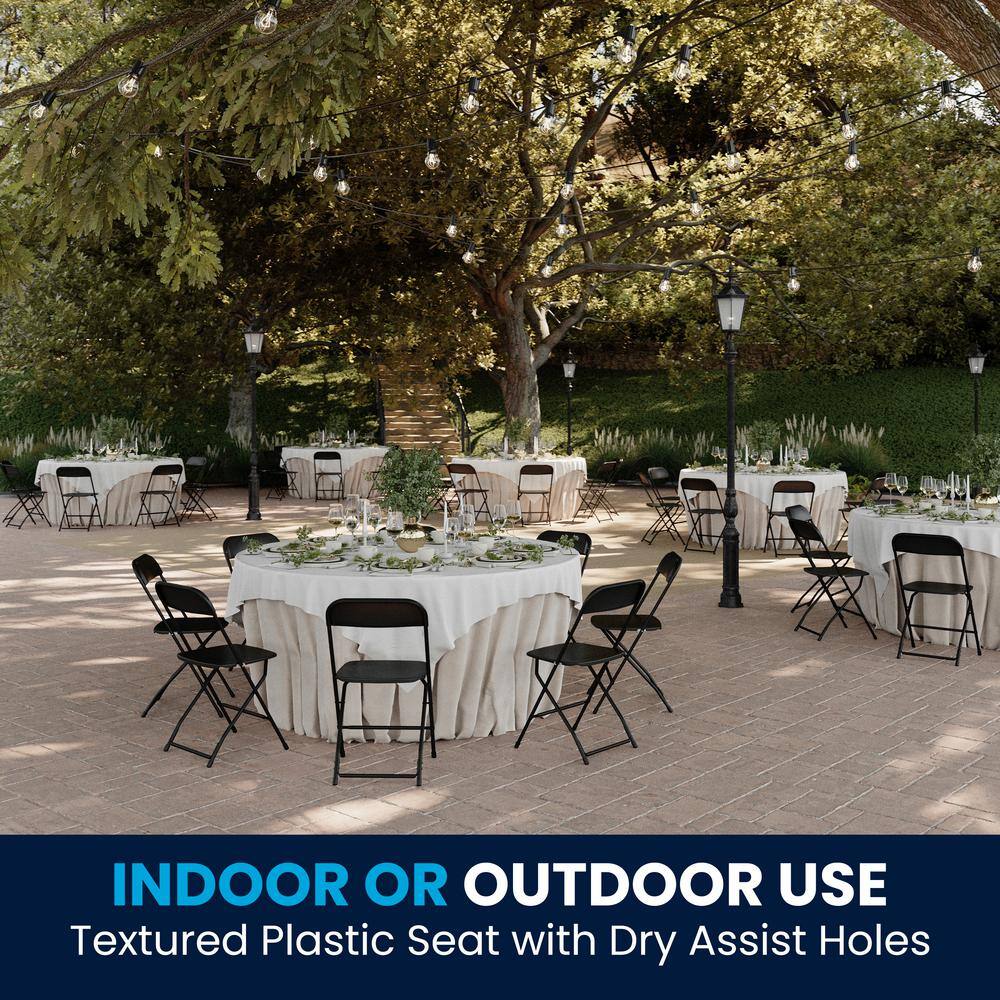 Carnegy Avenue Black Plastic Seat with Metal Frame Folding Chair (Set of 2) CGA-LE-274397-BL-HD