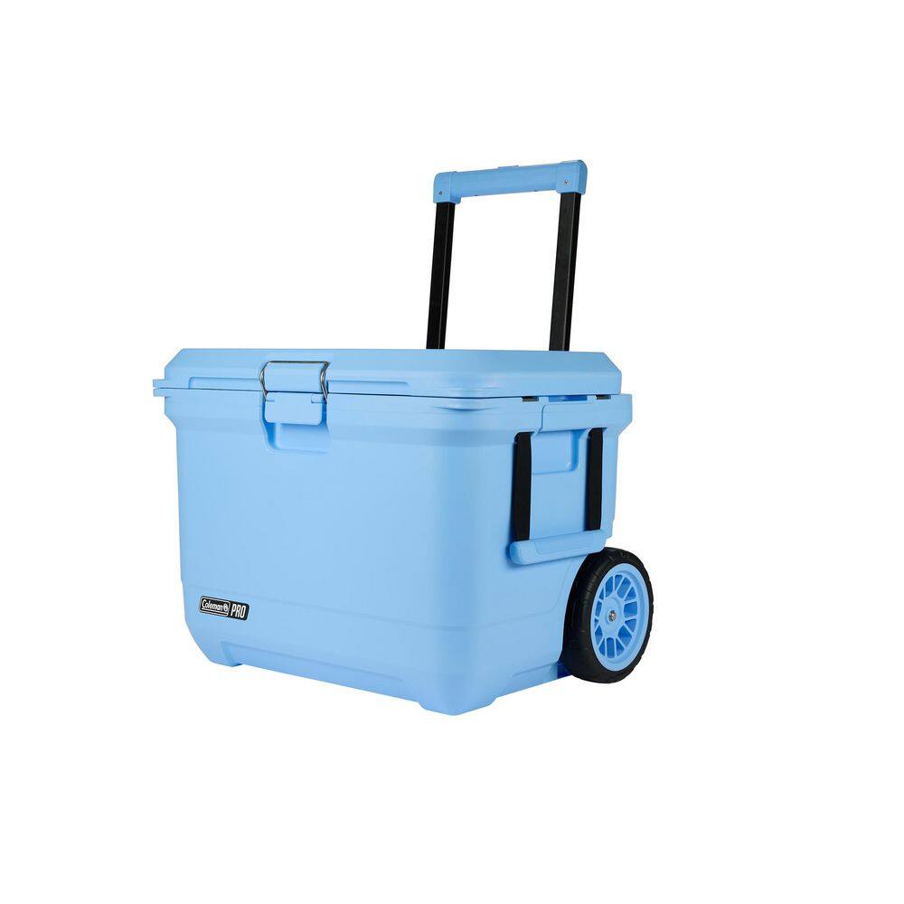 Coleman Pro 55 qt. Premium Wheeled Hard Cooler in Blue Sky 2214140
