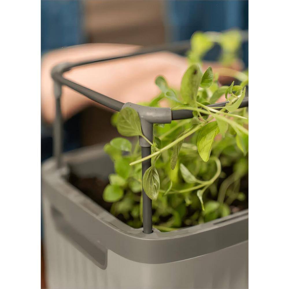 vego garden Herb Planter Box Recyclable Plastic with Trellis Self-Watering Rolling Raised Bed for Vegetables Plants Fog Gray 2-Pack VPHPGY-2