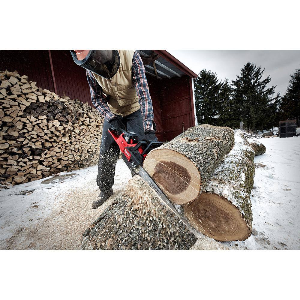 Milwaukee M18 FUEL 18V Lithium-Ion Brushless Battery 16 in. Chainsaw W/ M18 5.0Ah 2727-20-48-11-1850