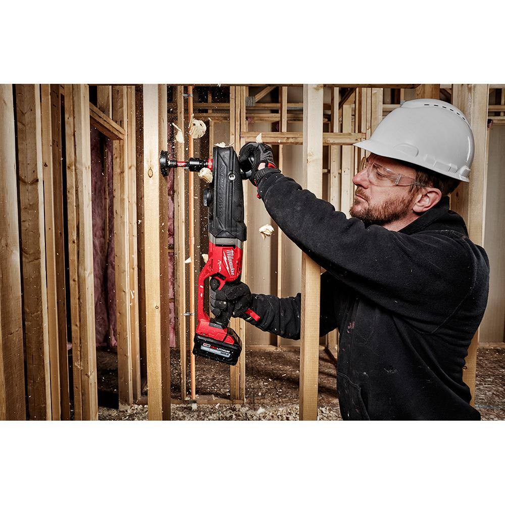 Milwaukee M18 FUEL 18-Volt Lithium-Ion Brushless Cordless GEN 2 SUPER HAWG 7/16 in. Right Angle Drill with M18 FUEL Hackzall 2811-20-2719-20