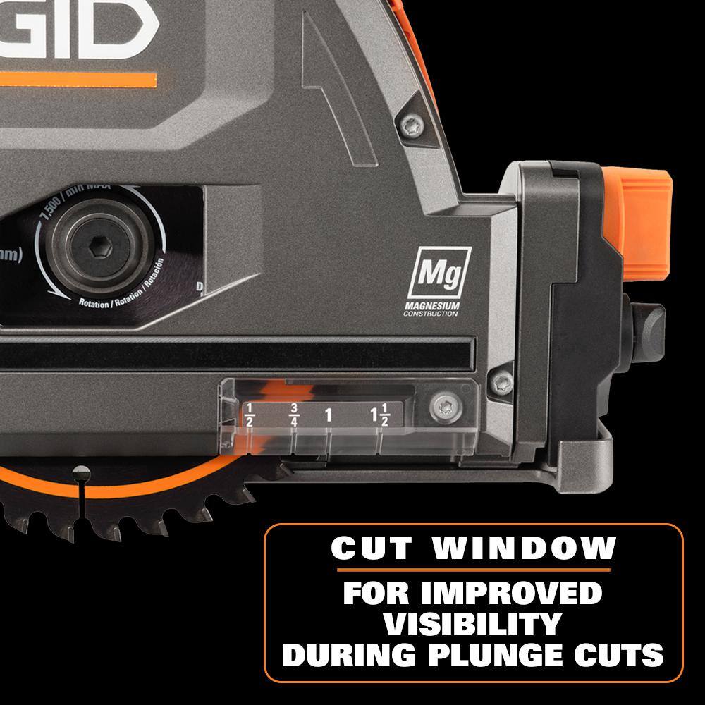 RIDGID 18V (2) 4.0 Ah Batteries and Charger Kit with 18V Brushless Cordless 6-1/2 in. Track Saw AC93044SBN-R48630B
