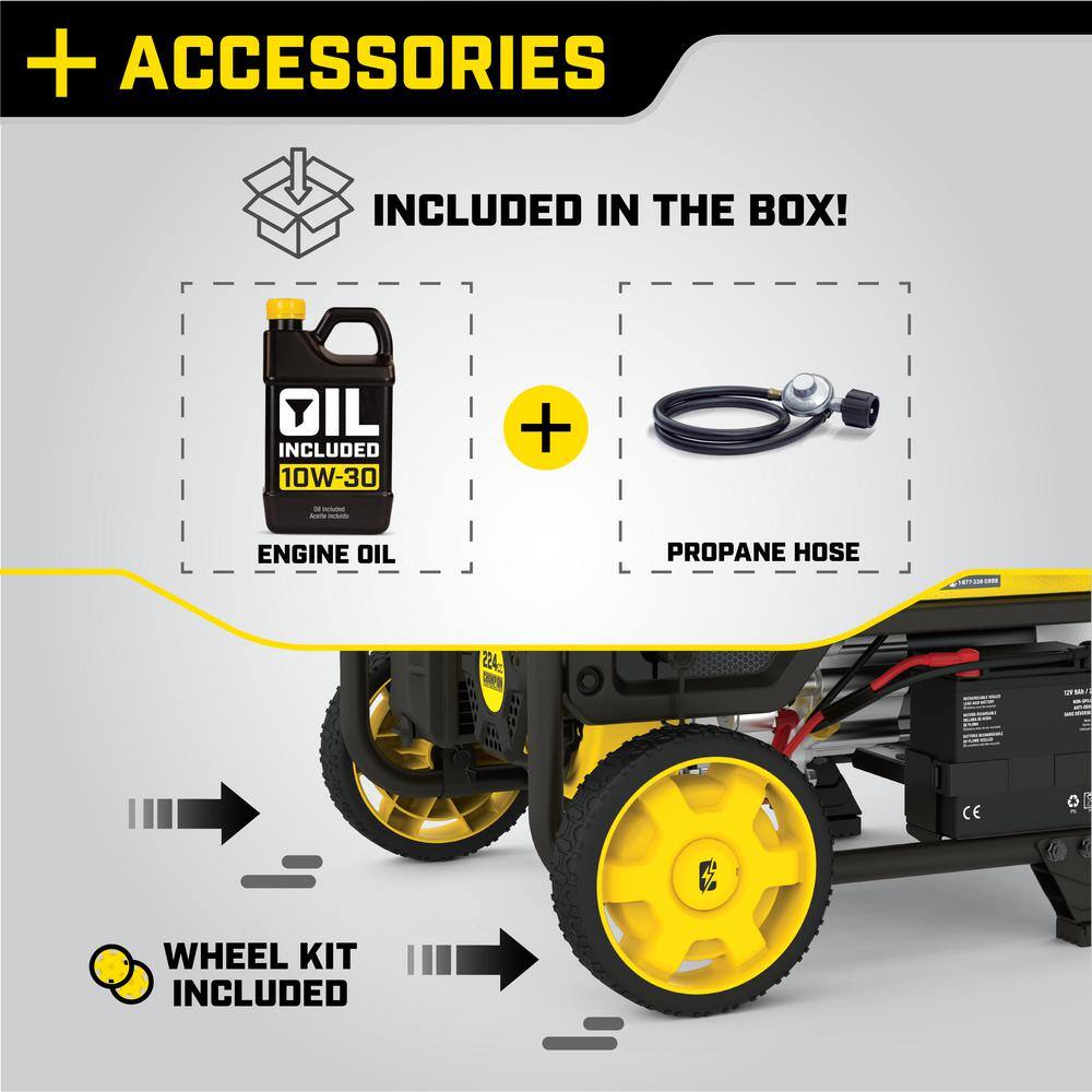 Champion Power Equipment 4550/3650-Watt Electric Start Gas and Propane Dual Fuel Powered RV Ready Portable Generator 200973