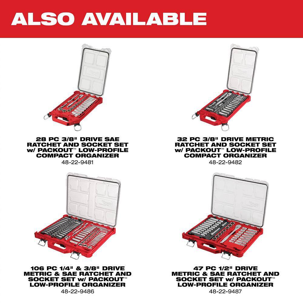 Milwaukee 3/8 in. Drive SAE Ratchet and Socket Mechanics Tool Set with Packout Case (28-Piece) 48-22-9481