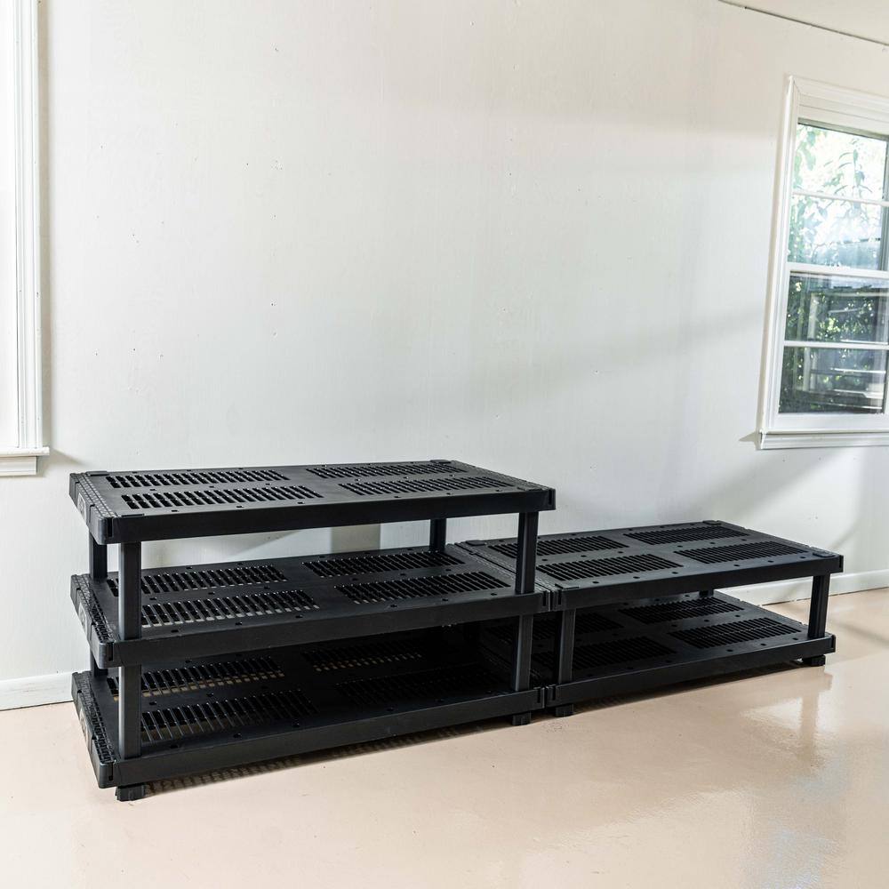 HDX 5 Tier Plastic Adjustable Garage Storage Shelving Unit in Black (48 in. W x 75 in. H x 24 in. D) 999-9324BB5